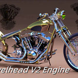 V2 Engine V-twin 2-Cylinder 4-Stroke Air-Cooled Gasoline Engine Motorcycle RC Model - Panhead & Shovelhead Collection