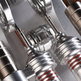 Two-Cylinder Stirling Engine Model Generator with Voltage Meter and LED Lamp Bead - STEM Educational Toy