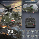 1/32 Scale F11 AH64 2.4G 6CH RTF Helicopter Model