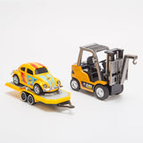 RC Forklift Remote Control with Flatbed Trailer Pullback Car 1/64 Scale 2.4G Kids Toy