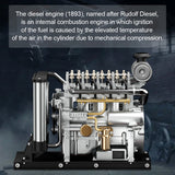 L4 Diesel Engine Model Kit that Works - Build Your Own Diesel Engine - 1:10 Full Metal Mini L4 4 Cylinder OHV Inline Model Kit with 300+ Pieces