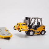 RC Forklift Remote Control with Flatbed Trailer Pullback Car 1/64 Scale 2.4G Kids Toy