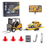 RC Forklift Remote Control with Flatbed Trailer Pullback Car 1/64 Scale 2.4G Kids Toy