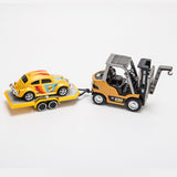 RC Forklift Remote Control with Flatbed Trailer Pullback Car 1/64 Scale 2.4G Kids Toy