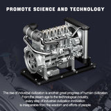L4 Diesel Engine Model Kit that Works - Build Your Own Diesel Engine - 1:10 Full Metal Mini L4 4 Cylinder OHV Inline Model Kit with 300+ Pieces