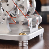 Two-Cylinder Stirling Engine Model Generator with Voltage Meter and LED Lamp Bead - STEM Educational Toy