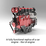 L4 Engine GS-L4 36cc DOHC Inline 4 Cylinder 4 Stroke Water-Cooled RC Gasoline Engine Model - Speeds Up to 12,000rpm