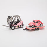 RC Forklift Remote Control with Flatbed Trailer Pullback Car 1/64 Scale 2.4G Kids Toy