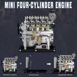 L4 Diesel Engine Model Kit that Works - Build Your Own Diesel Engine - 1:10 Full Metal Mini L4 4 Cylinder OHV Inline Model Kit with 300+ Pieces