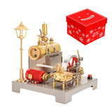 Full Metal Stationary Steam Engine Model Kit with Generator and Street Lamp