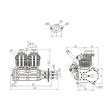 60cc Inline Twin-Cylinder Four-Stroke Air-Cooled Gasoline Engine Model with Electric Starter for Fixed-Wing RC Airplanes
