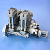 60cc Inline Twin-Cylinder Four-Stroke Air-Cooled Gasoline Engine Model with Electric Starter for Fixed-Wing RC Airplanes