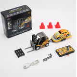 RC Forklift Remote Control with Flatbed Trailer Pullback Car 1/64 Scale 2.4G Kids Toy