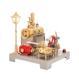 Build a Steam Engine Power Station Kit with Streetlamp Lighting DIY Model Gift Box Available